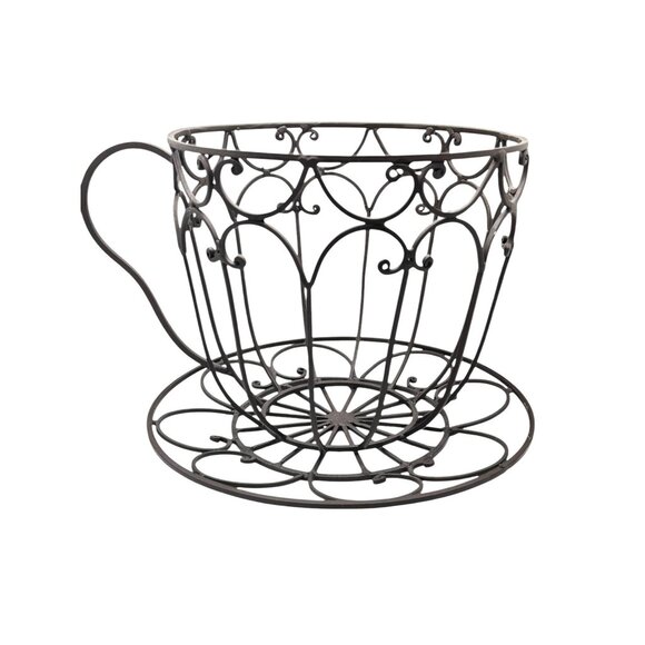 Decorative Metal Wire Teacup Shape Plant Holder For Indoor & Outdoor Use - Picture 6 of 7